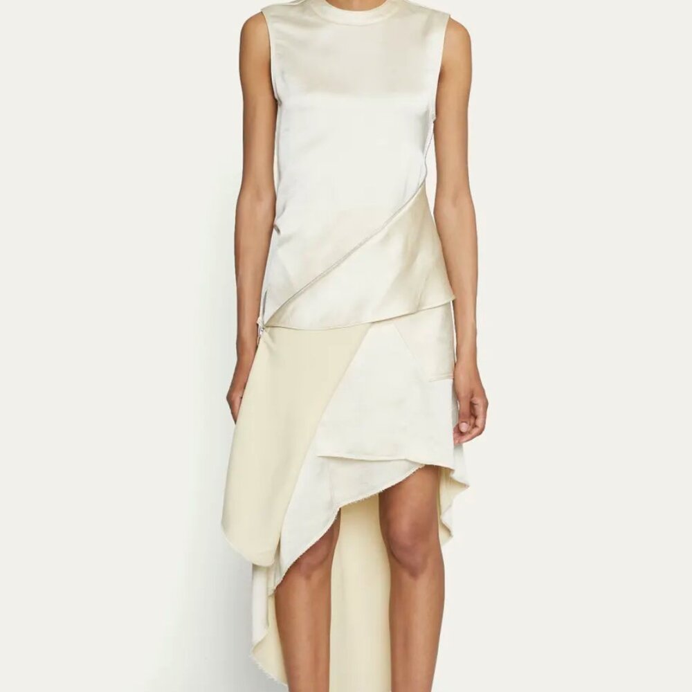 JW Anderson $650 Off White zip detail Luxe crepe satin Dress / Tunic Tank Top 6